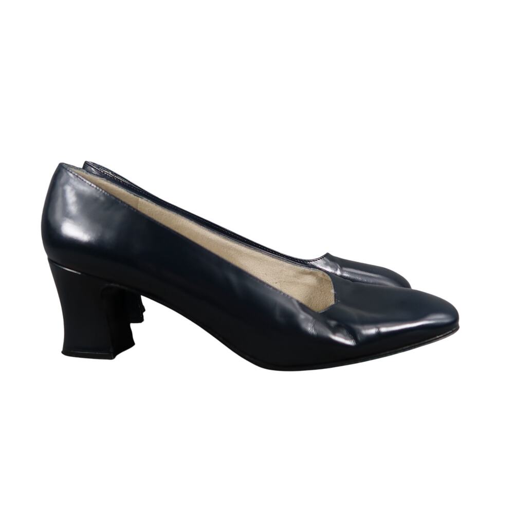 Stuart Weitzman Shoes Womens 6.5 Pumps Blue Leather Heels Classic Square Toe